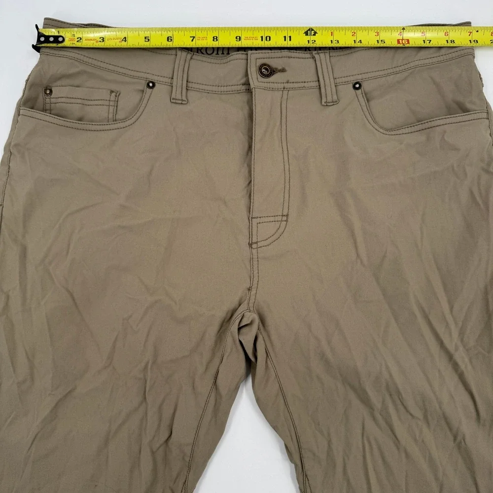 Prana Zion Slim Fit Pants Mens 38x34 Mud Khaki Stretch Hiking Outdoor Trousers